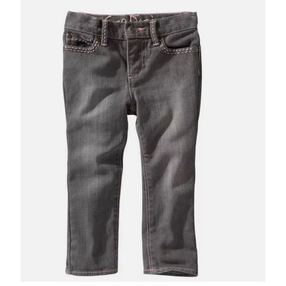 NEW Baby Gap kids girls jeans 5 gray stretch skinny slim straight denim pants
